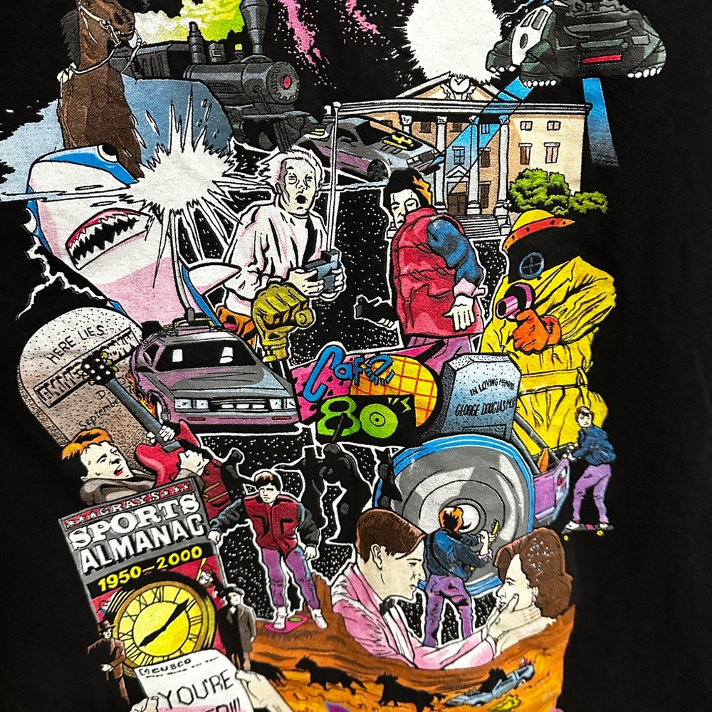 Vintage style back to the future theme T-shirt, size large